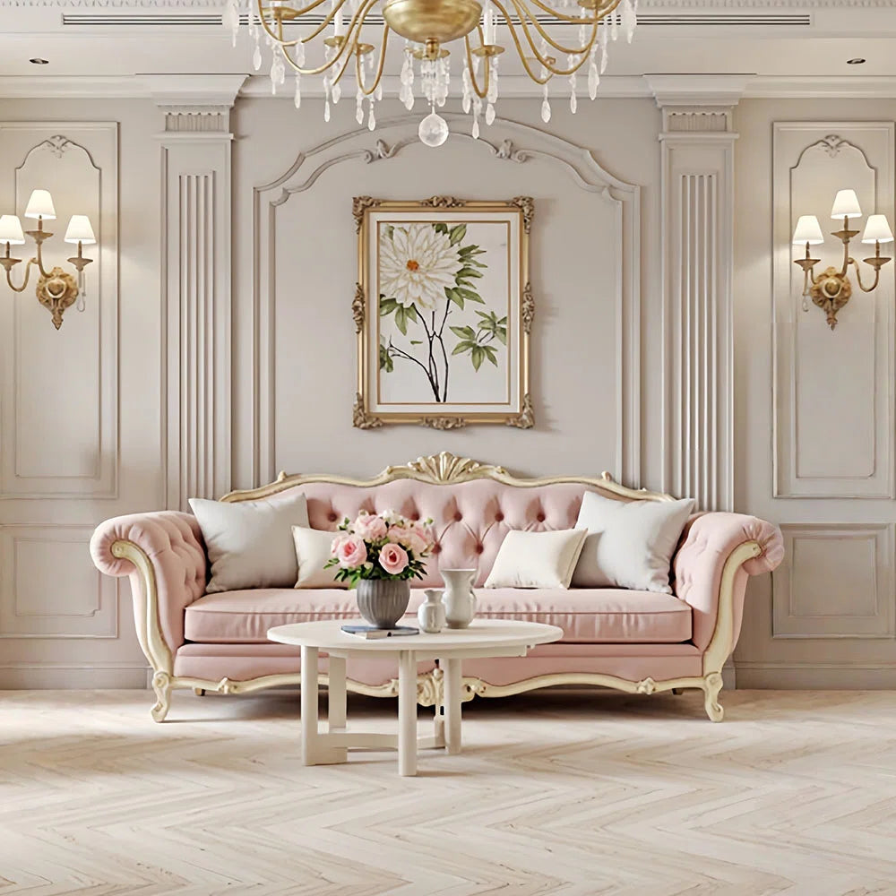 French-style carved pink sofa - OUCHCART | Sofa