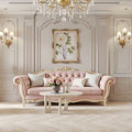 French-style carved pink sofa