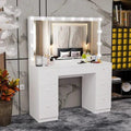 Vanrste White Vanity Table with| Makeup Vanity with Storage Drawers | Vanity Desk with Lighted Mirror for Women