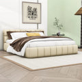 Froman Queen Size Linen Upholstered Platform Bed with Headboard and Slats