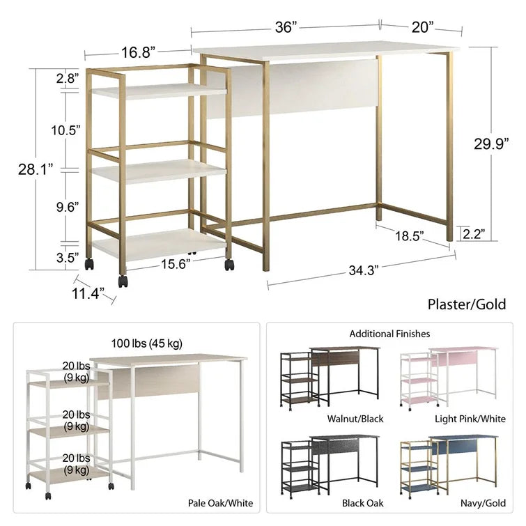 Desk with Rolling Cart