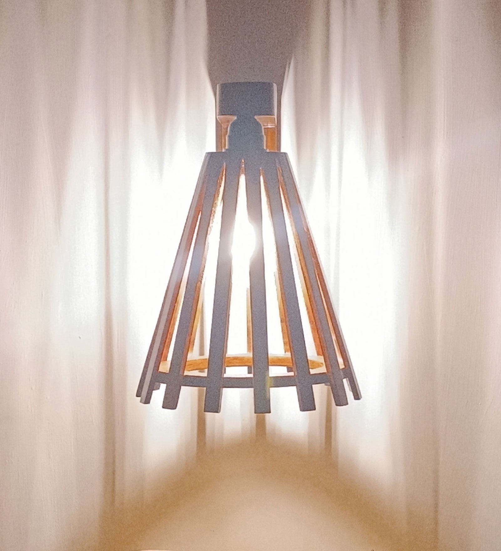 Funnel Brown Wooden Wall Light (BULB NOT INCLUDED)