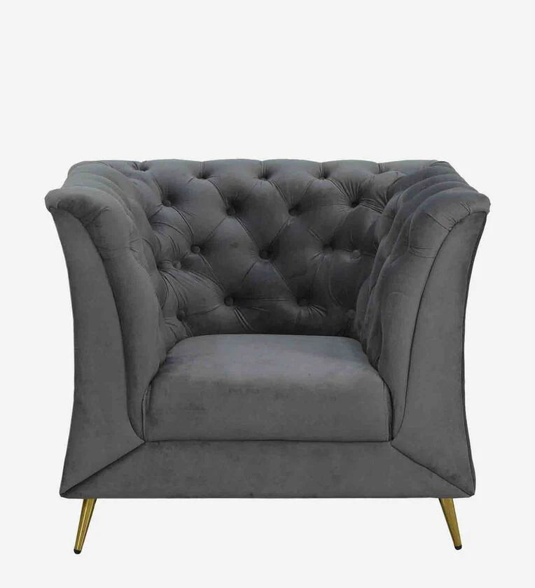 Velvet 1 Seater Sofa In Fossil Grey Colour