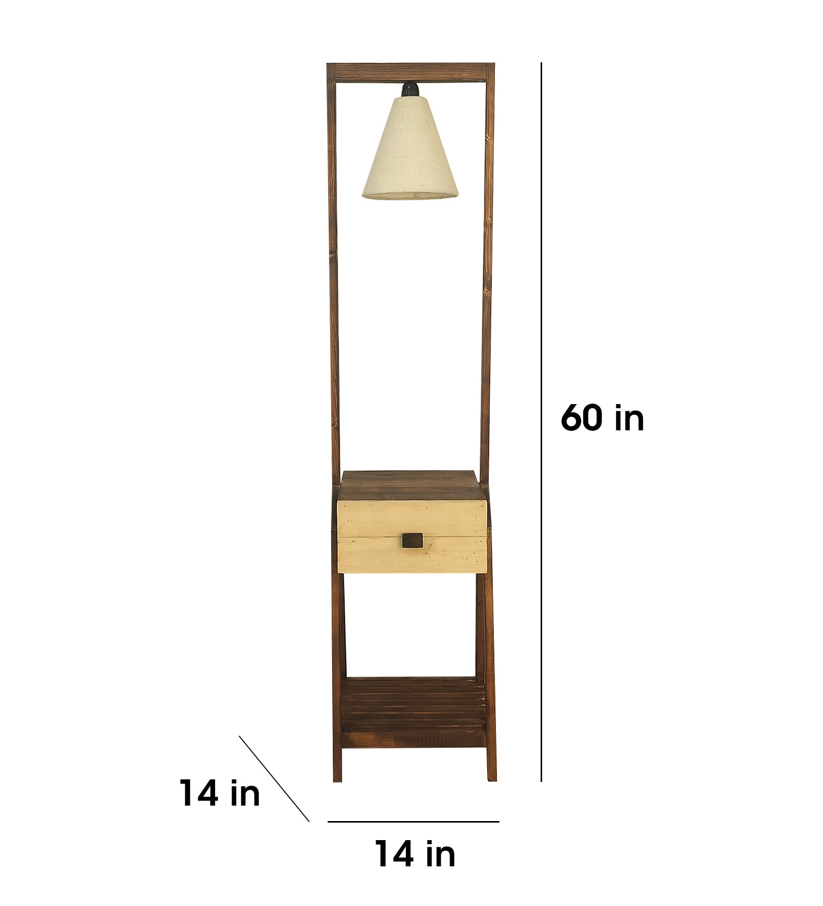 Gabrielle Wooden Floor Lamp with Brown Base and Jute Fabric Lampshade (BULB NOT INCLUDED)