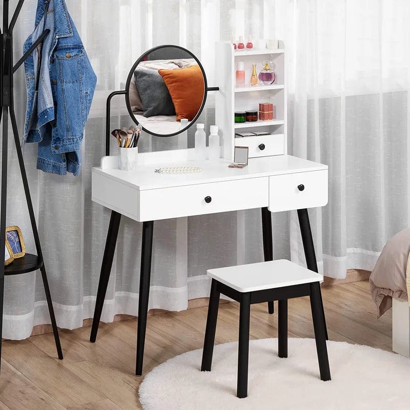 YJN Vanity Desk,Makeup Vanity Desk with Mirror, Makeup Vanity Desk with Drawer, Adult Bedside Table Dressing Table, Makeup Table for Bedroom Space
