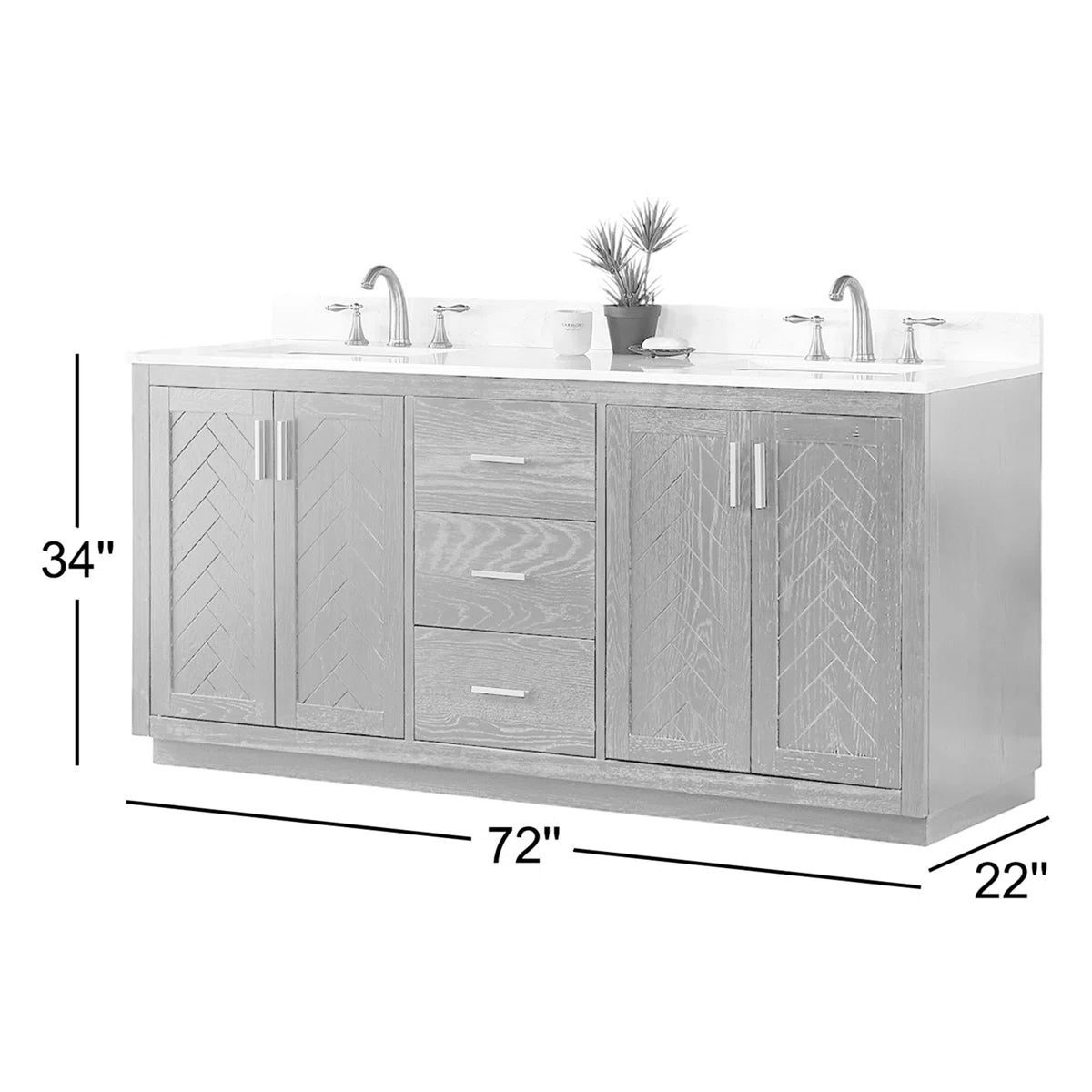 72 Inch Double Bathroom Vanity with Engineered Stone Top