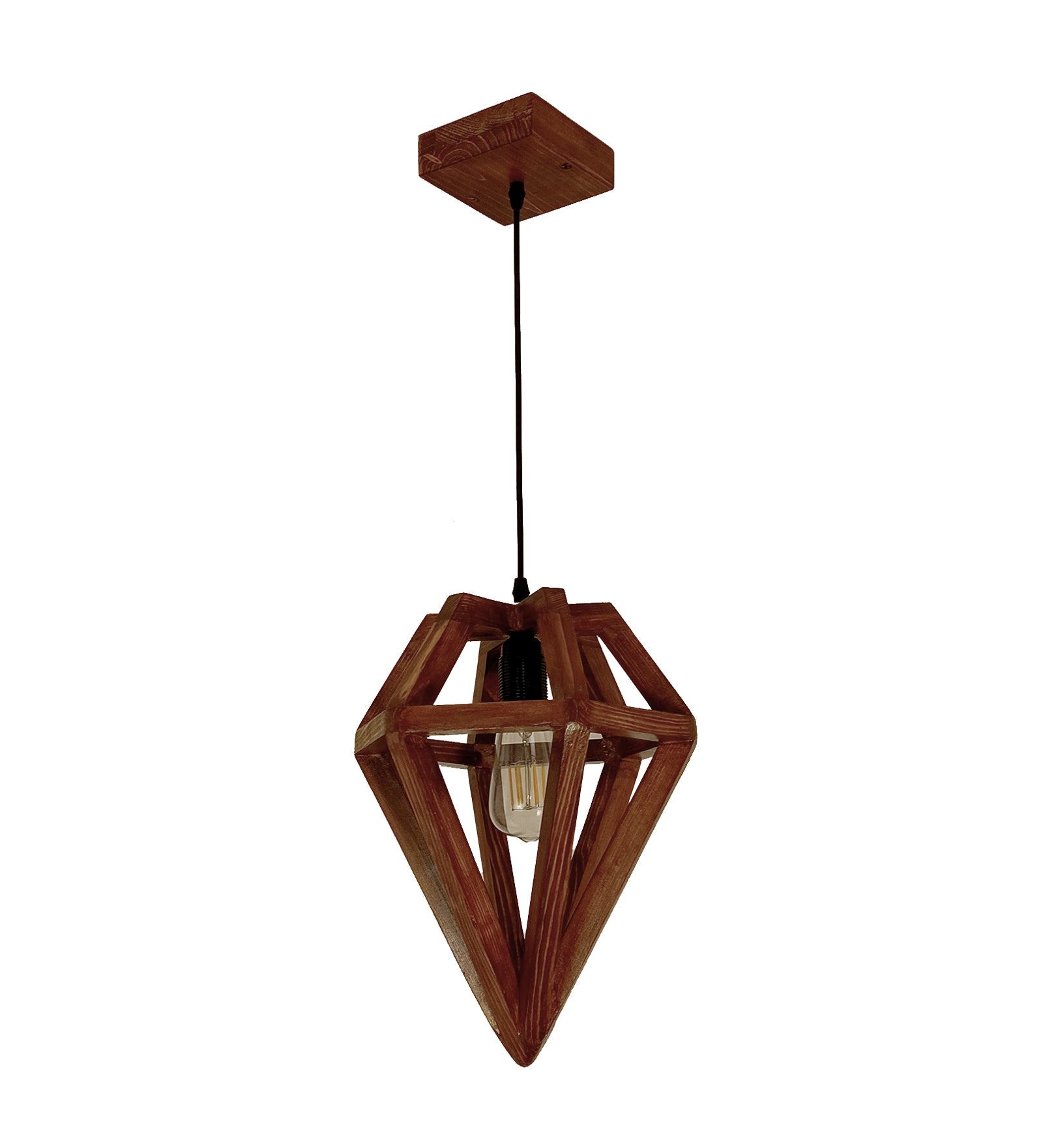 Gem Brown Wooden Single Hanging Lamp (BULB NOT INCLUDED)