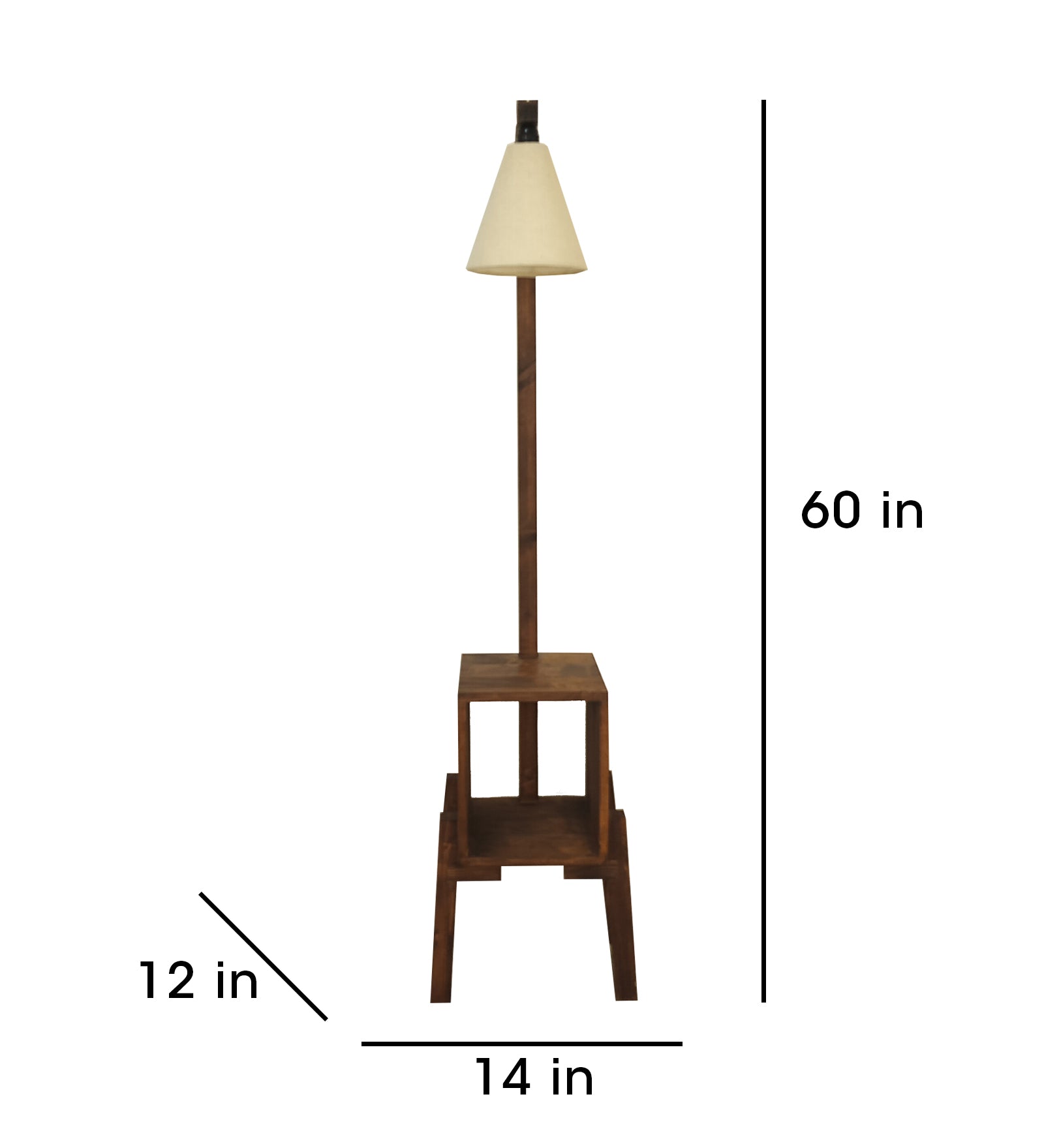 Gerard Wooden Floor Lamp with Brown Base and Jute Fabric Lampshade (BULB NOT INCLUDED)