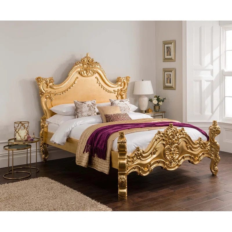 Gold Leaf Antique French Style Bed (Size: Super King)