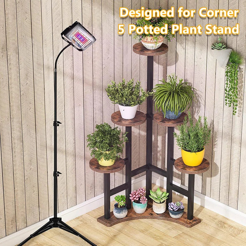 6-Tier Metal & Wood Indoor/Outdoor Plant Stand