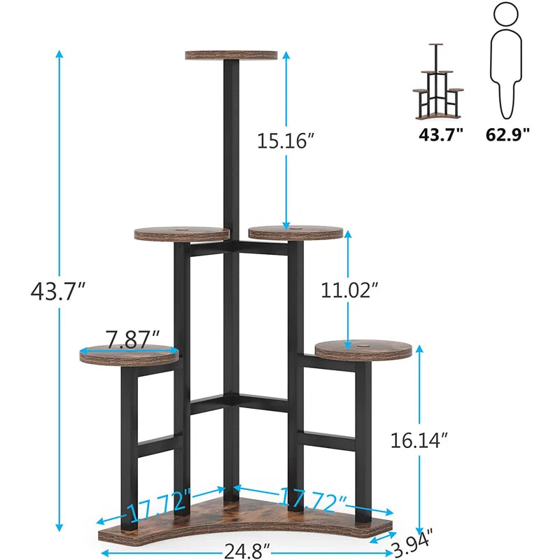 6-Tier Metal & Wood Indoor/Outdoor Plant Stand