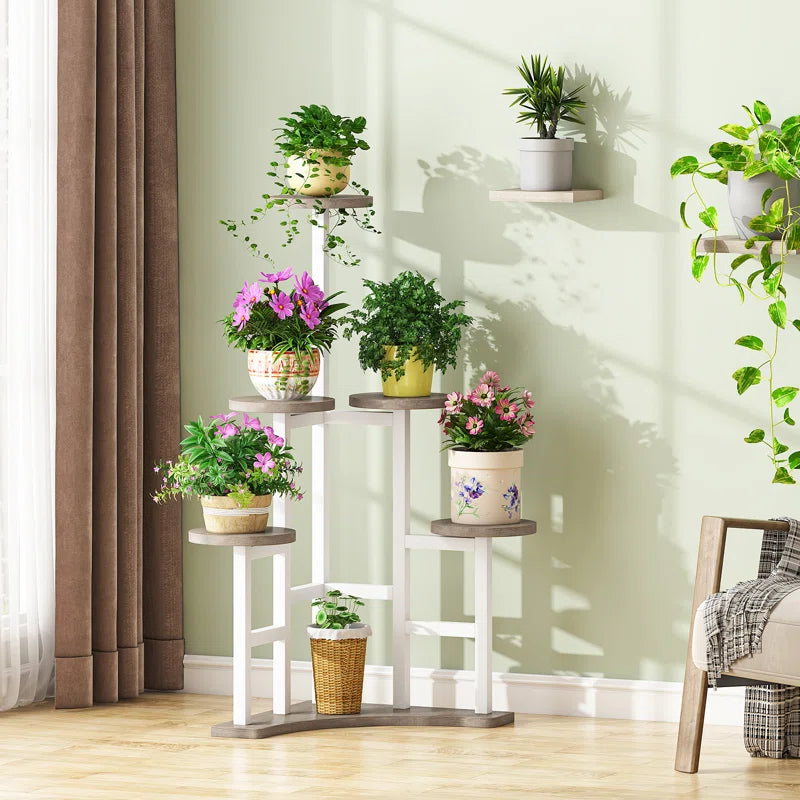 6-Tier Metal & Wood Indoor/Outdoor Plant Stand