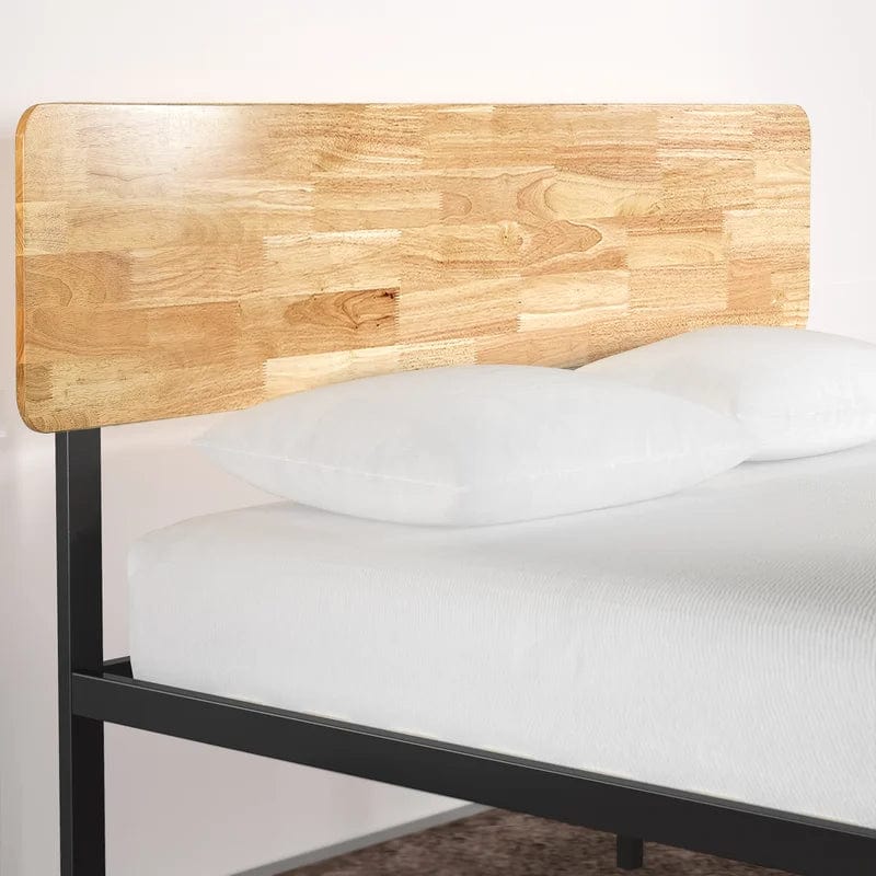 Graham Sleek Bed Frame with Solid Wood Headboard