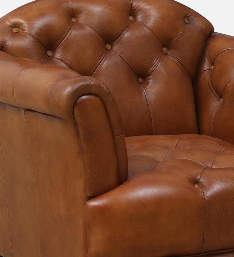 Leather 1 Seater Sofa In Antique Tan Colour