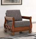 Solid Wood 1 Seater Sofa in Brown Colour