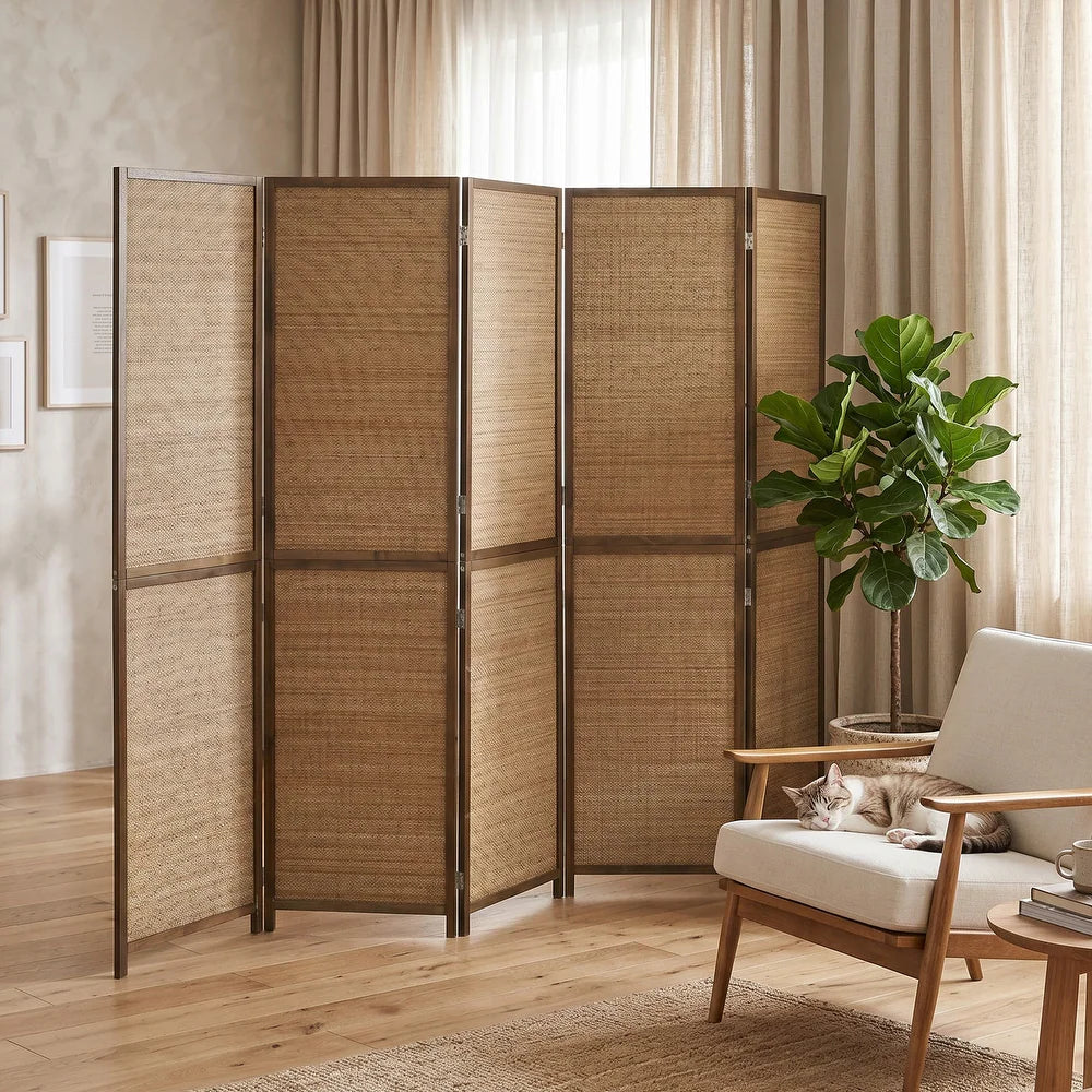 Ouch Cart 4 Panel Bamboo Room Divider Screen