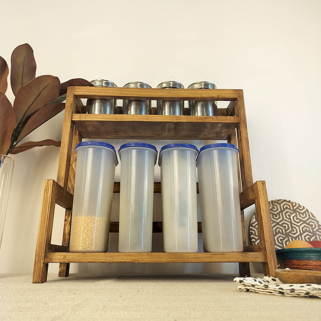 Hannah Wooden Kitchen Countertop Organiser