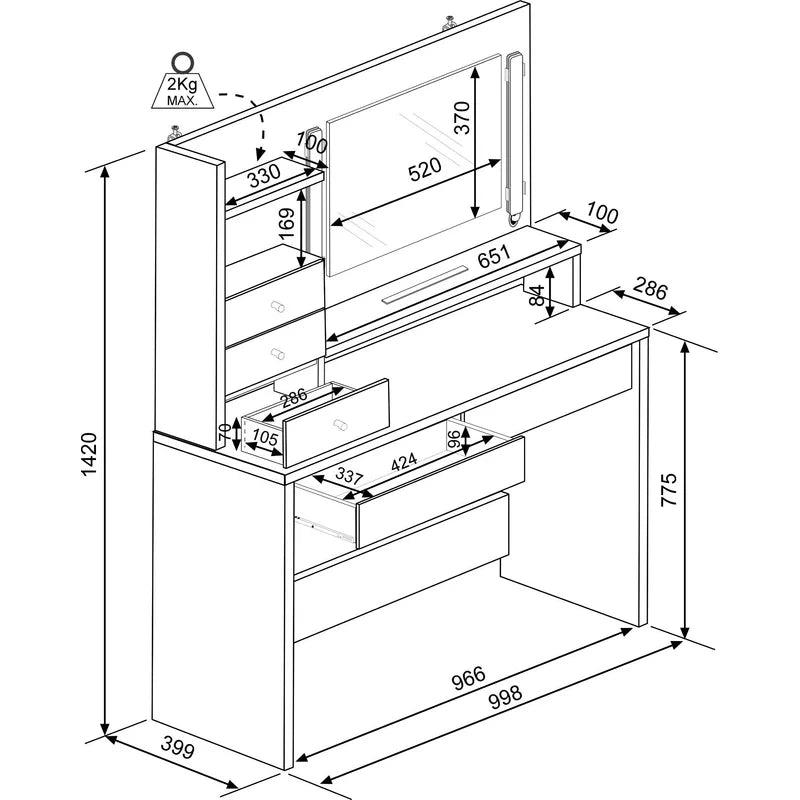 Ryan Dressing Table with Mirror - Ouch Cart 