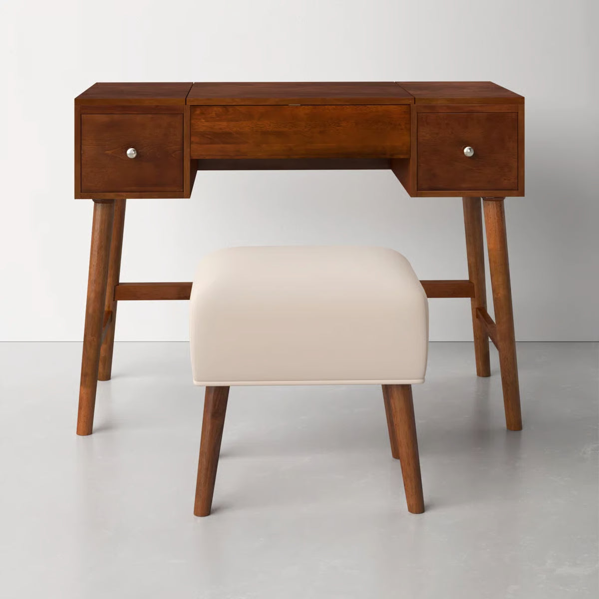 Headley Makeup Vanity Set – 2 Drawers with Flip Top, Mid Century Modern-OUCH CART |Dressing table
