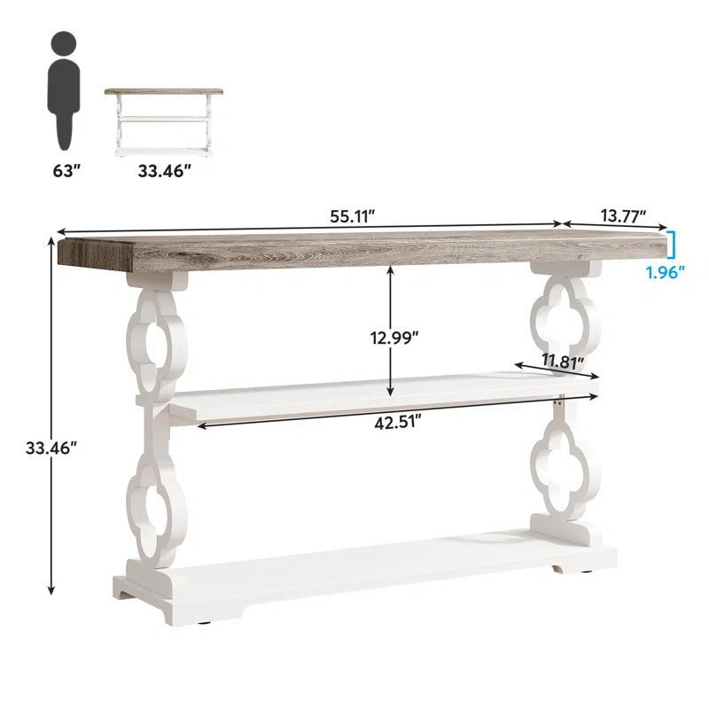Ida 3 Tier Wood Long Accent Entry Table