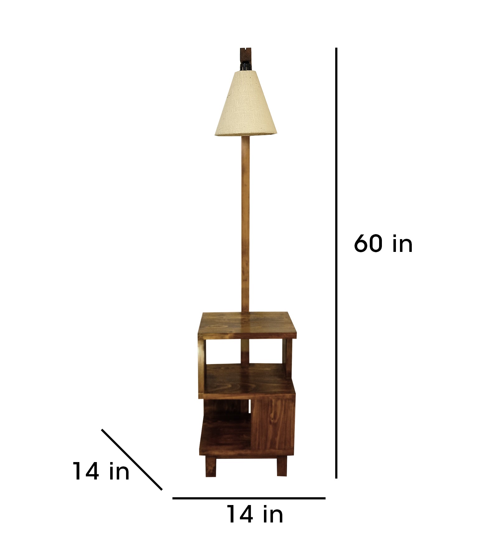 Henry Wooden Floor Lamp with Brown Base and Jute Fabric Lampshade (BULB NOT INCLUDED)