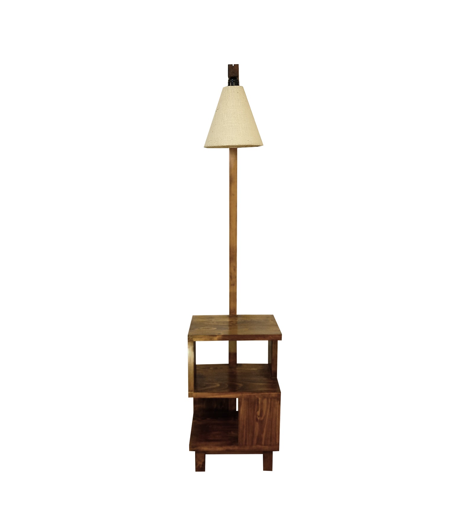 Henry Wooden Floor Lamp with Brown Base and Jute Fabric Lampshade (BULB NOT INCLUDED)