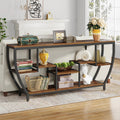 Industrial Console Table with 7 Shelves – Rustic Entryway & Sofa Table