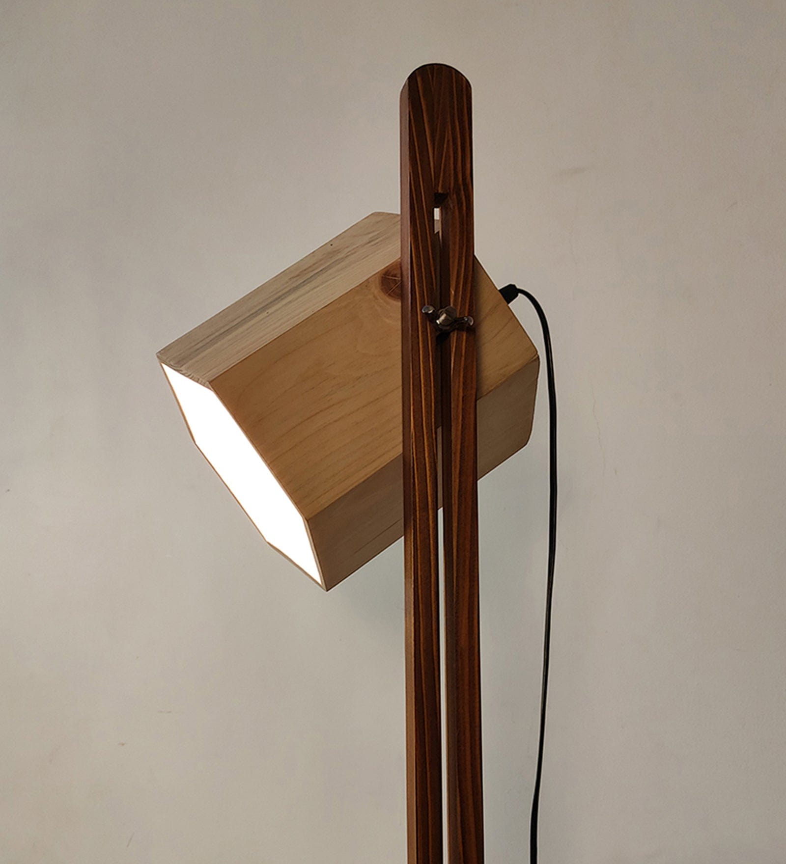 HexSpot Wooden Floor Lamp with Beige  Base and Red Wooden Lampshade (BULB NOT INCLUDED)