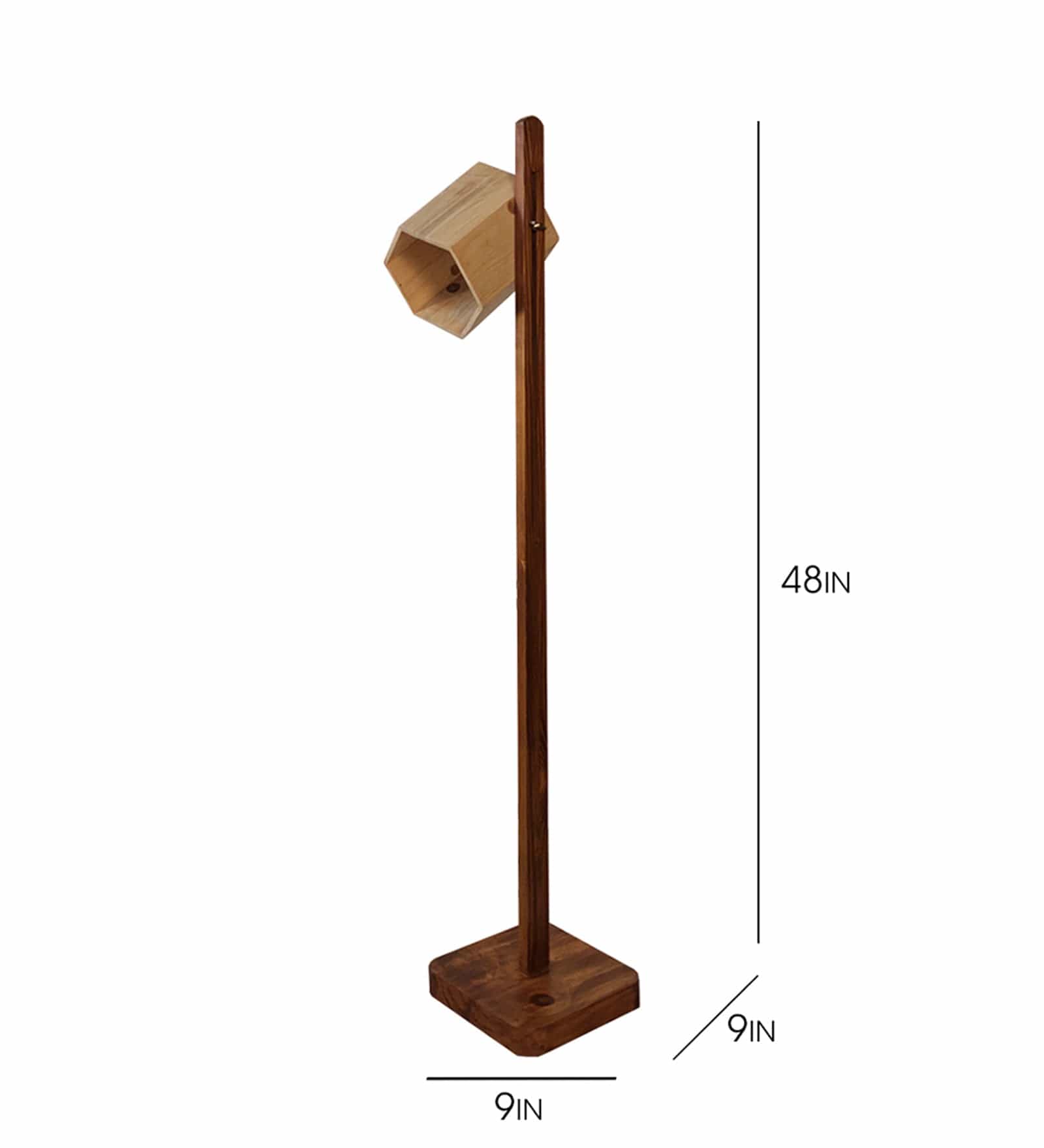 HexSpot Wooden Floor Lamp with Beige  Base and Red Wooden Lampshade (BULB NOT INCLUDED)