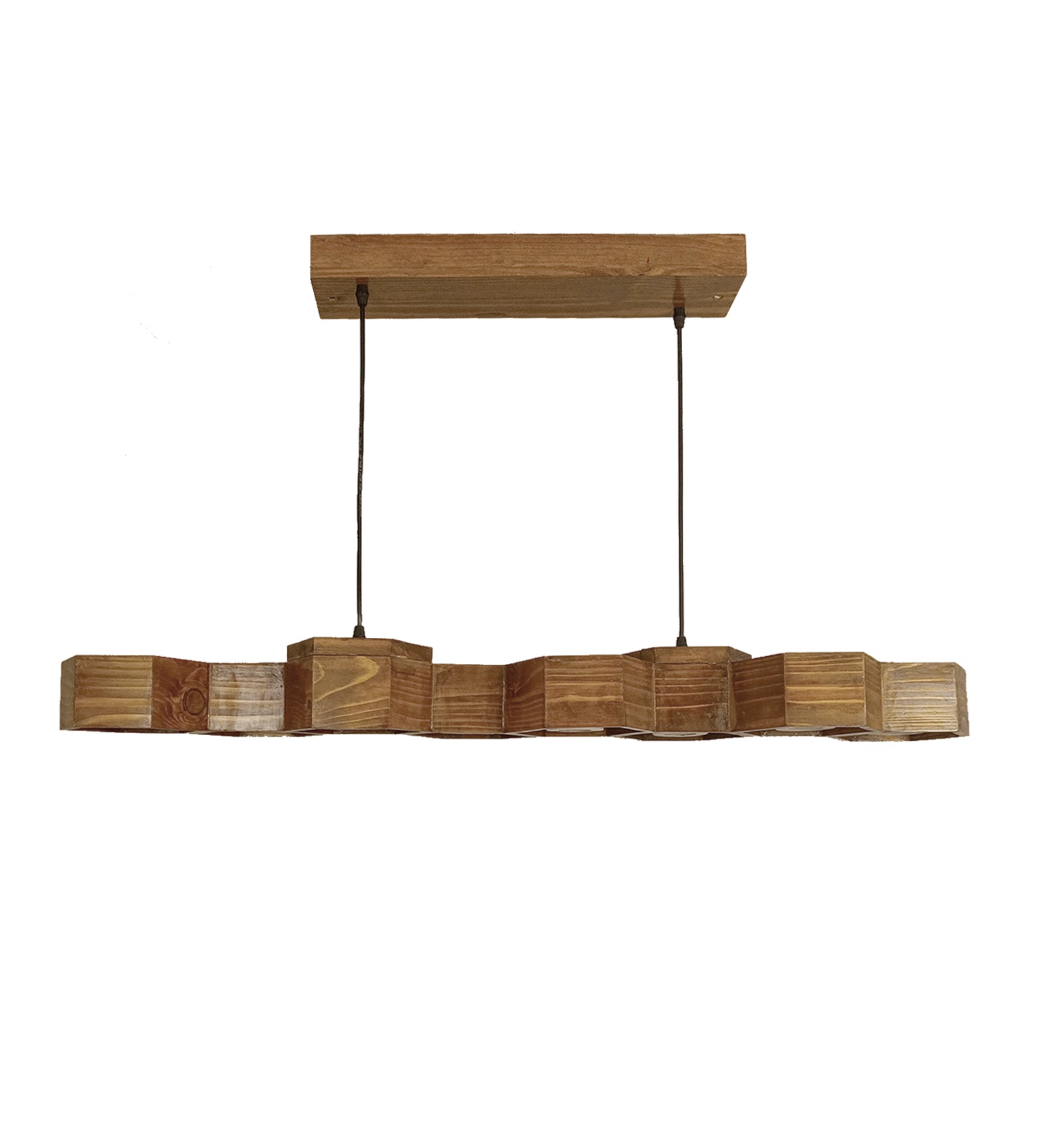 Hexa 48 Brown Wooden LED Hanging Lamp