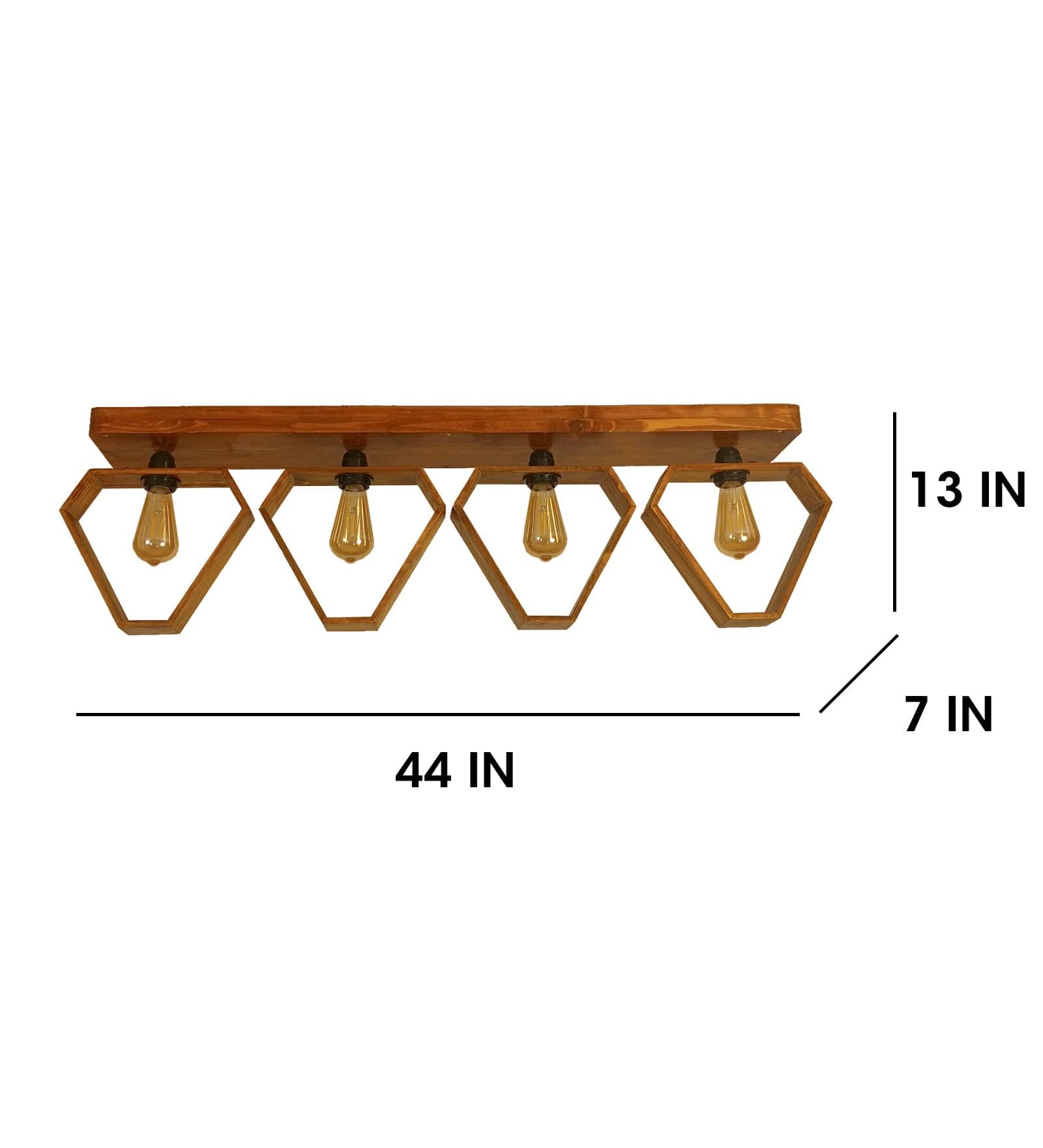 Hexad Brown Wooden 4 Series Ceiling Lamp (BULB NOT INCLUDED)
