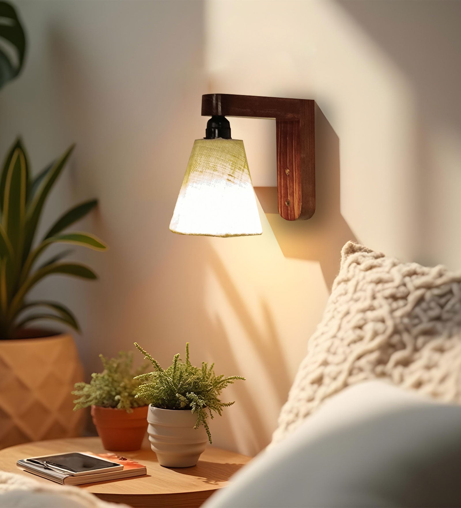 Hexagon Brown Wooden Wall Light (BULB NOT INCLUDED)