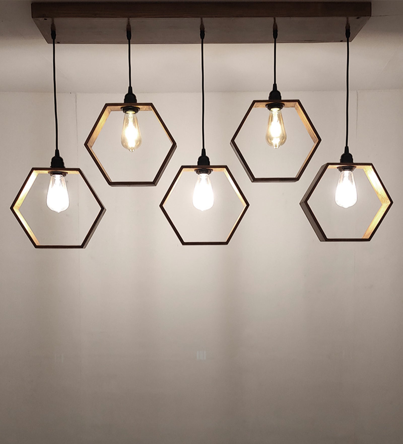 Hexagram Brown 5 Series Hanging Lamp (BULB NOT INCLUDED)