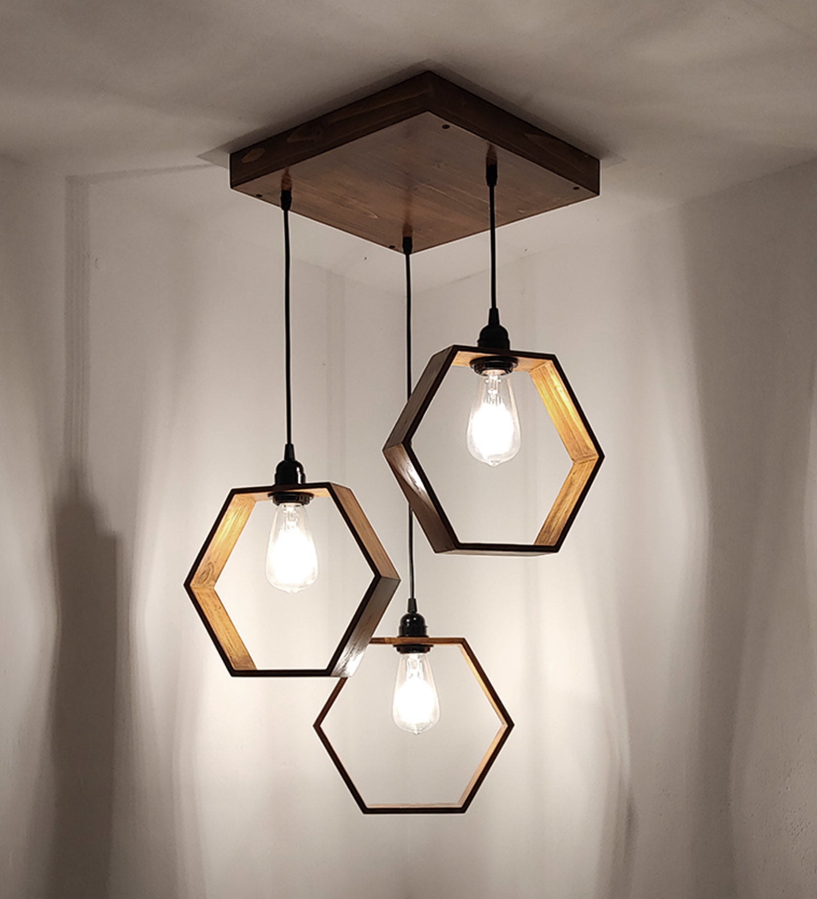 Hexagram Brown Cluster Hanging Lamp (BULB NOT INCLUDED)