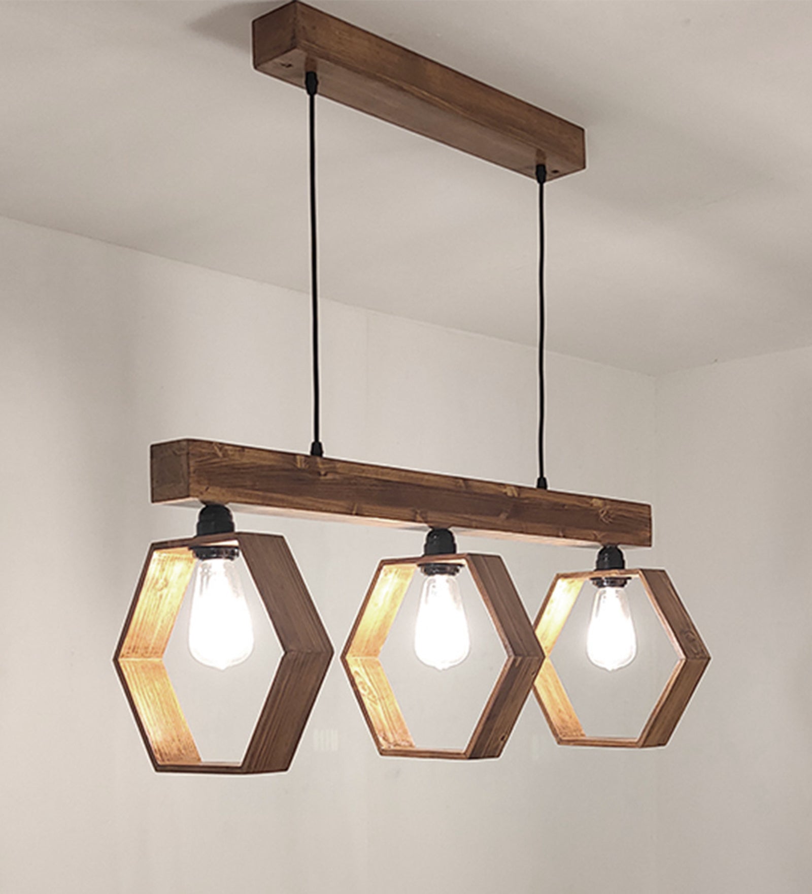 Hexagram Brown 3 Series Hanging Lamp (BULB NOT INCLUDED)