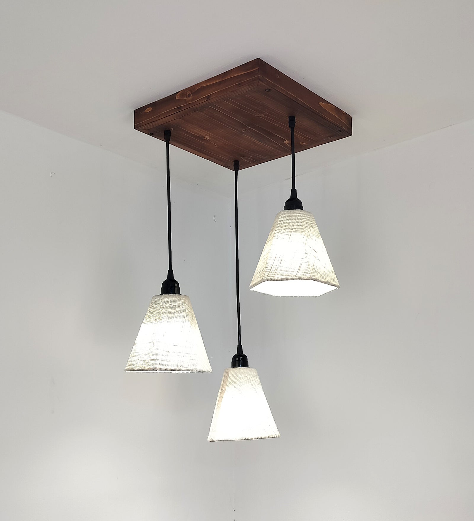 Hexspot Brown Wooden Cluster Hanging Lamp