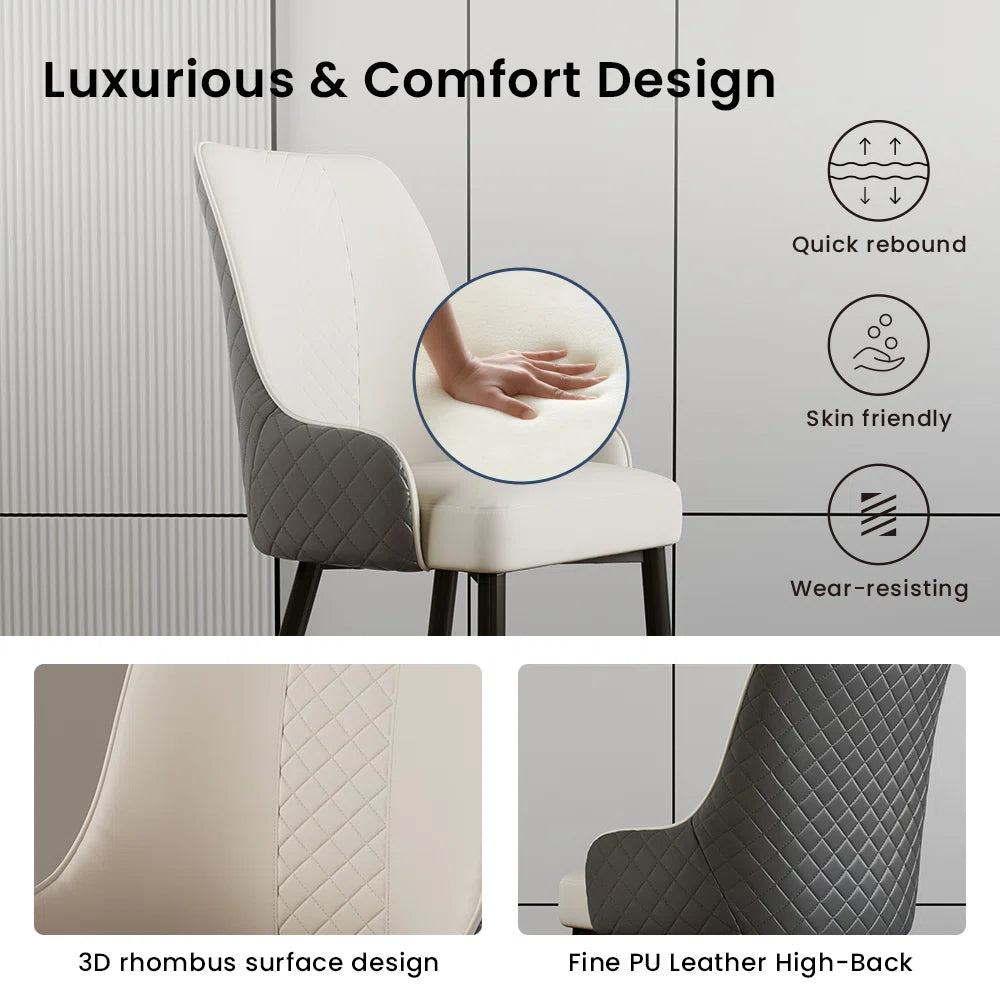 Hobart 7-Piece Modern Dining Room Sets (71" Dining Table + 6 Chairs) Pre-Assembly, Sintered Stone Tabletop Kitchen Dining Table Set with 6 PU Upholstered Chairs