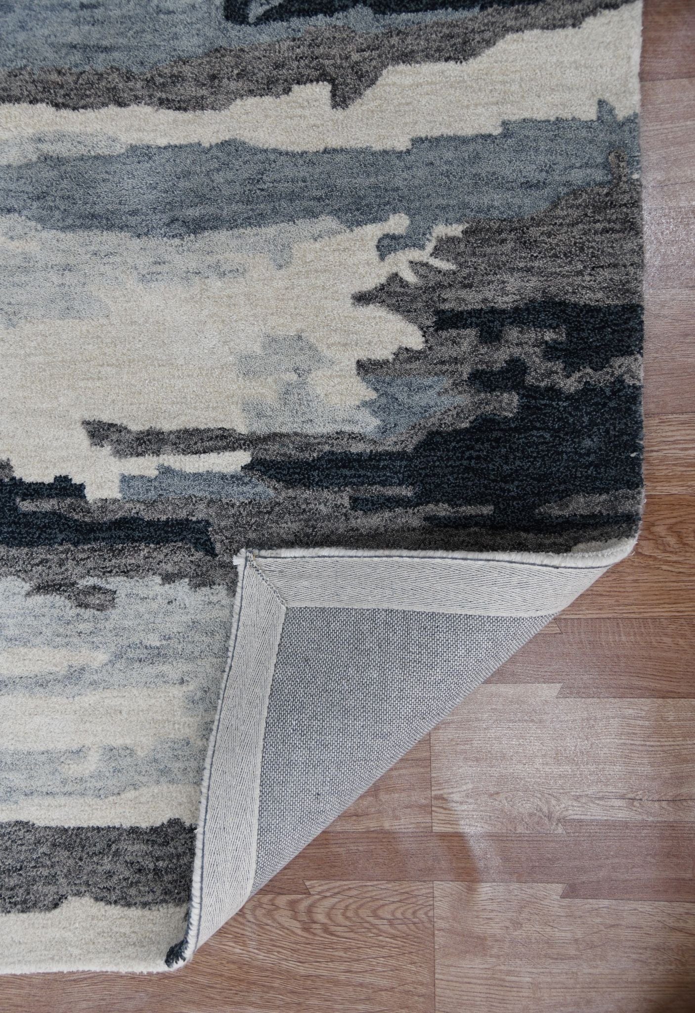 Dark Gray Wool & Viscose Abstract 4x6 Feet  Hand-Tufted Carpet - Rug