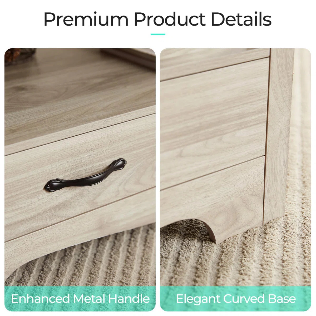 Farmhouse Coffee Table with Drawers & Open Shelf | Rustic Storage Center Table for Living Room
