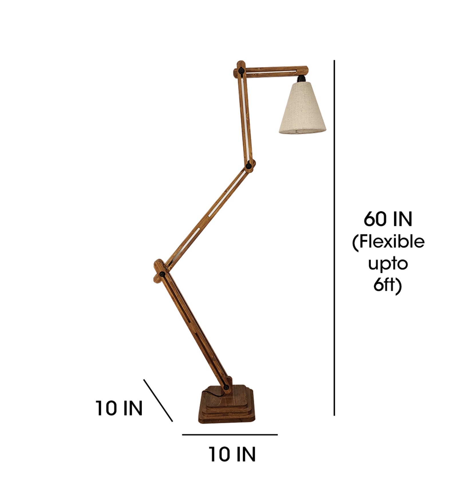 Hydra Wooden Floor Lamp with Brown Base and Jute Fabric Lampshade (BULB NOT INCLUDED)