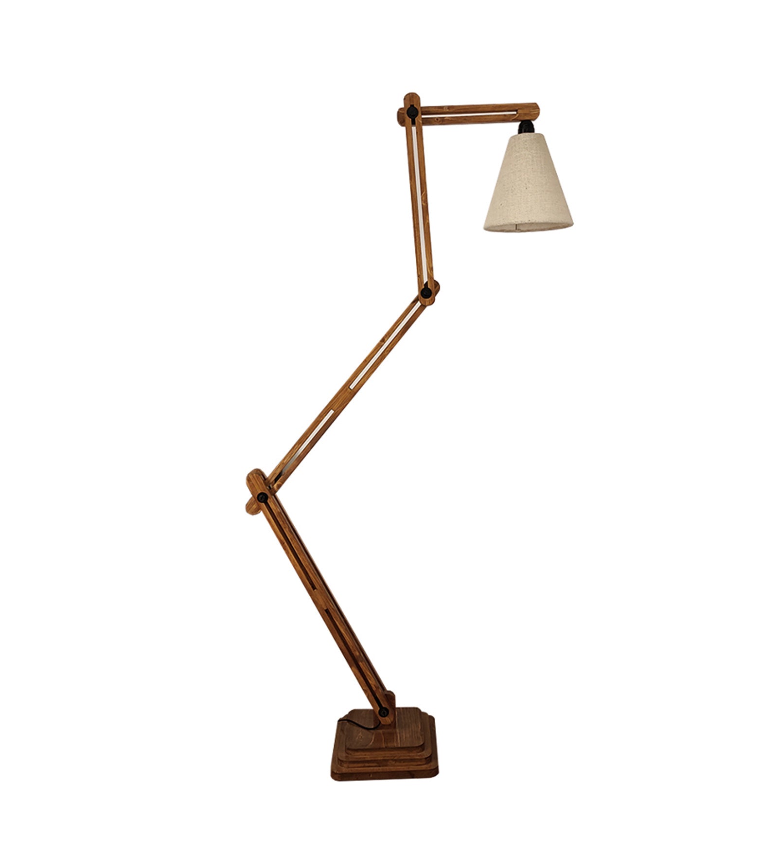 Hydra Wooden Floor Lamp with Brown Base and Jute Fabric Lampshade (BULB NOT INCLUDED)