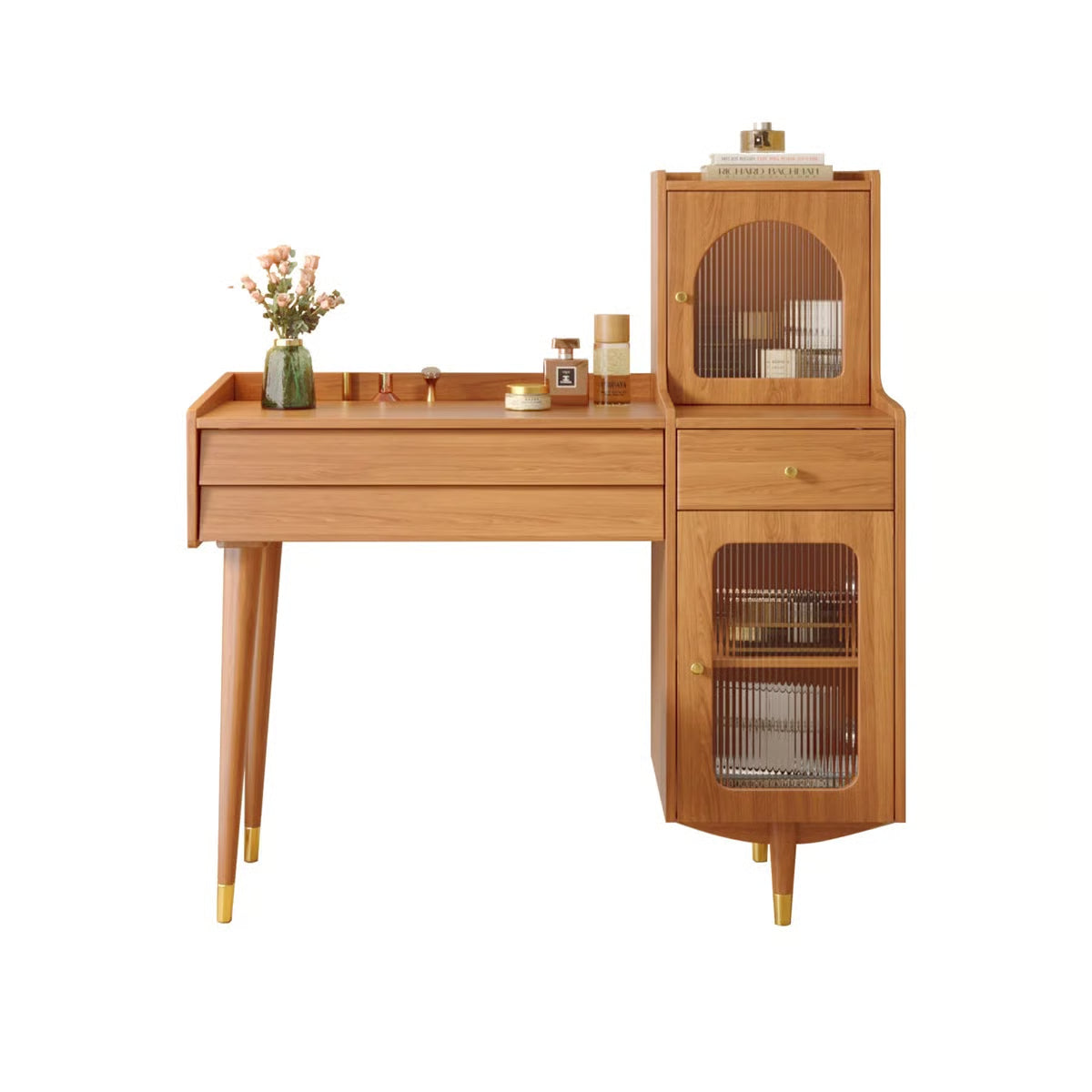 Hyers Dressing Table with Drawers and Cabinet for Makeup Organization