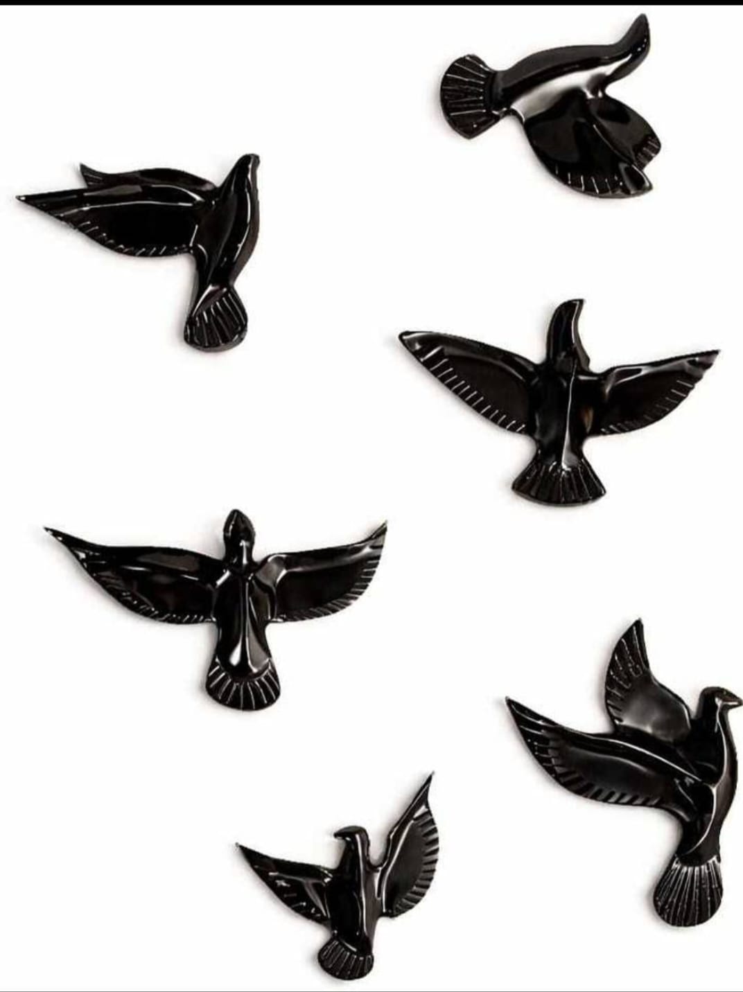 Premium 3D Flying Birds Wall Hanging Set of 6 | Golden Brass Decorative Birds for Staircase, Living Room, Hallway & Home Interior Wall Décor