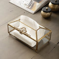 Royal Crown Brass & Glass Napkin Box