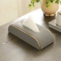 Sleek Slant Leather Napkin Box Grey