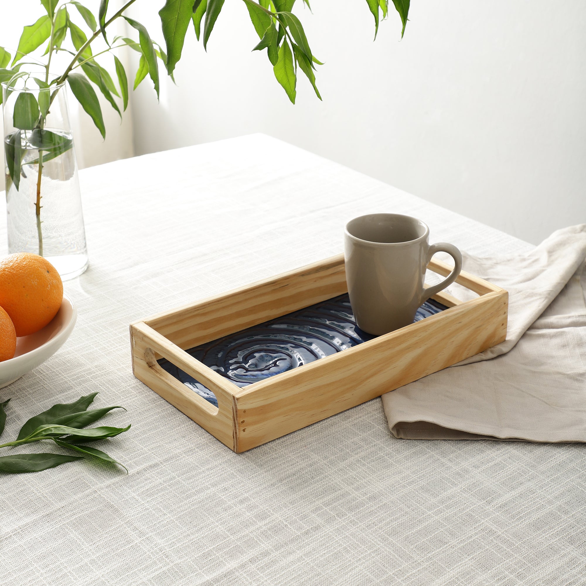 Duran Blue Spiral Glass Tray - Small Size at OuchCart