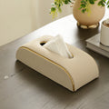 Sleek Slant Leather Napkin Box Cream