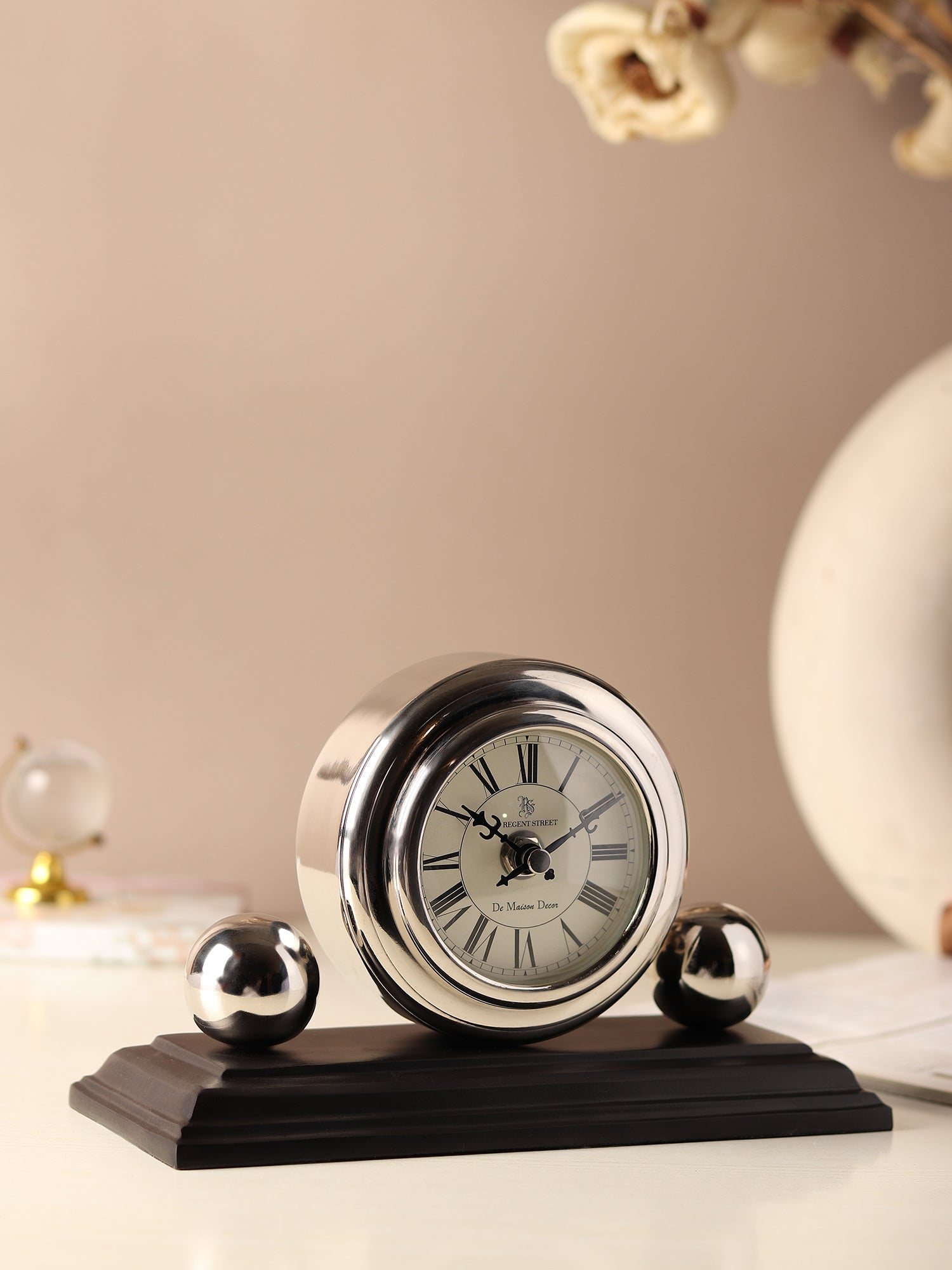 Orbitron table clock in silver- OUCHCART