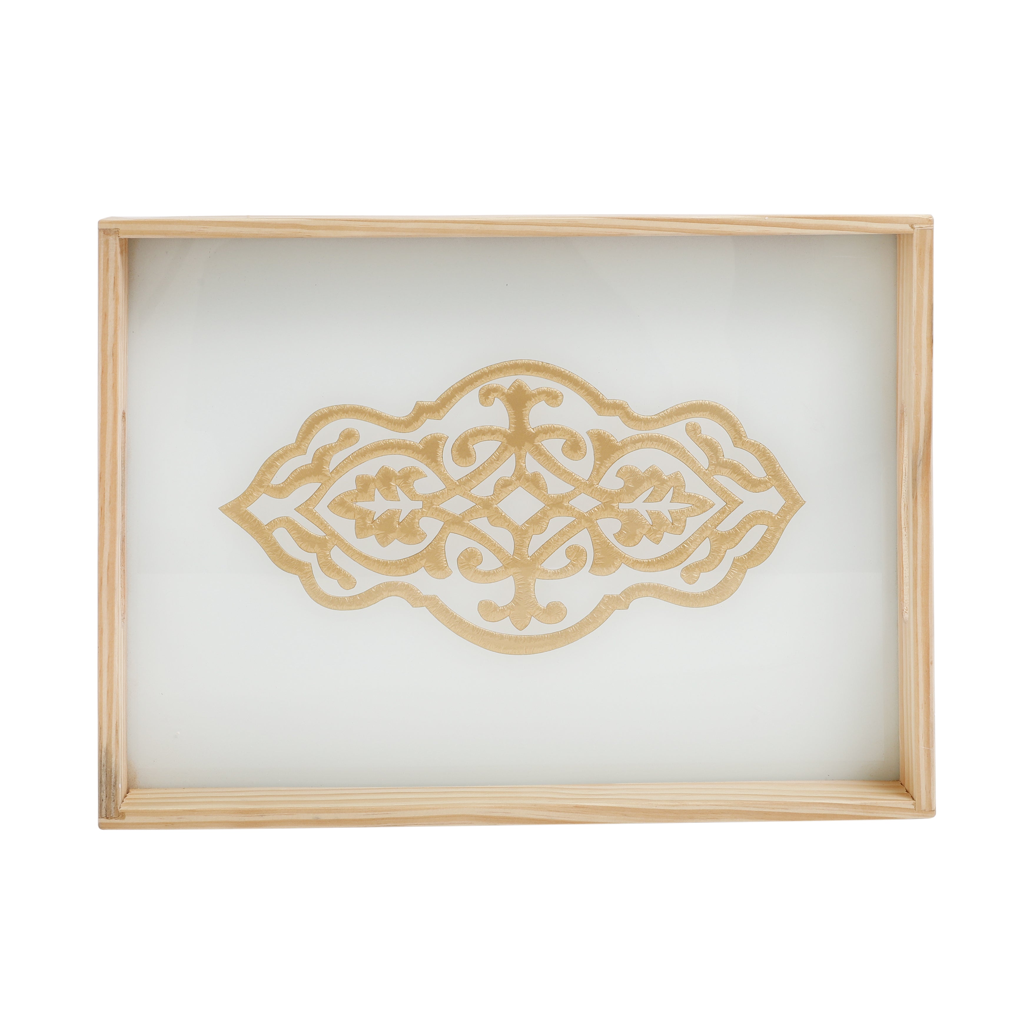 Zamora White Embossed Glass Tray