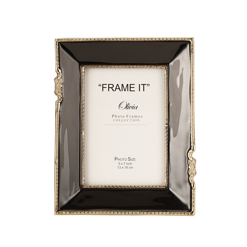 Enamel Embrace Photo frame in  Jet Black